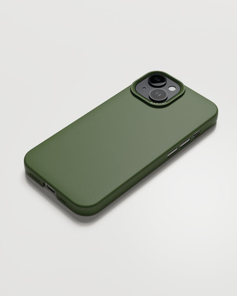 Nudient Thin – Rückcover – für Apple iPhone 15 – MagSafe, Recycling-Kunststoff, Pine Green