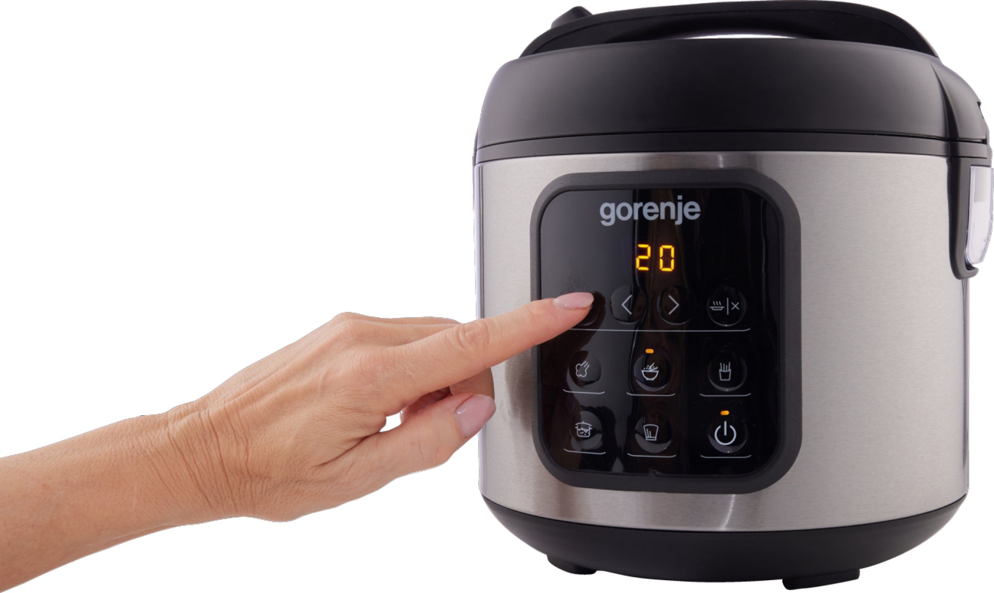 Gorenje Reiskocher MC2SBK – 2 l, 476 W, Warmhaltefunktion – Schwarz/Edelstahl
