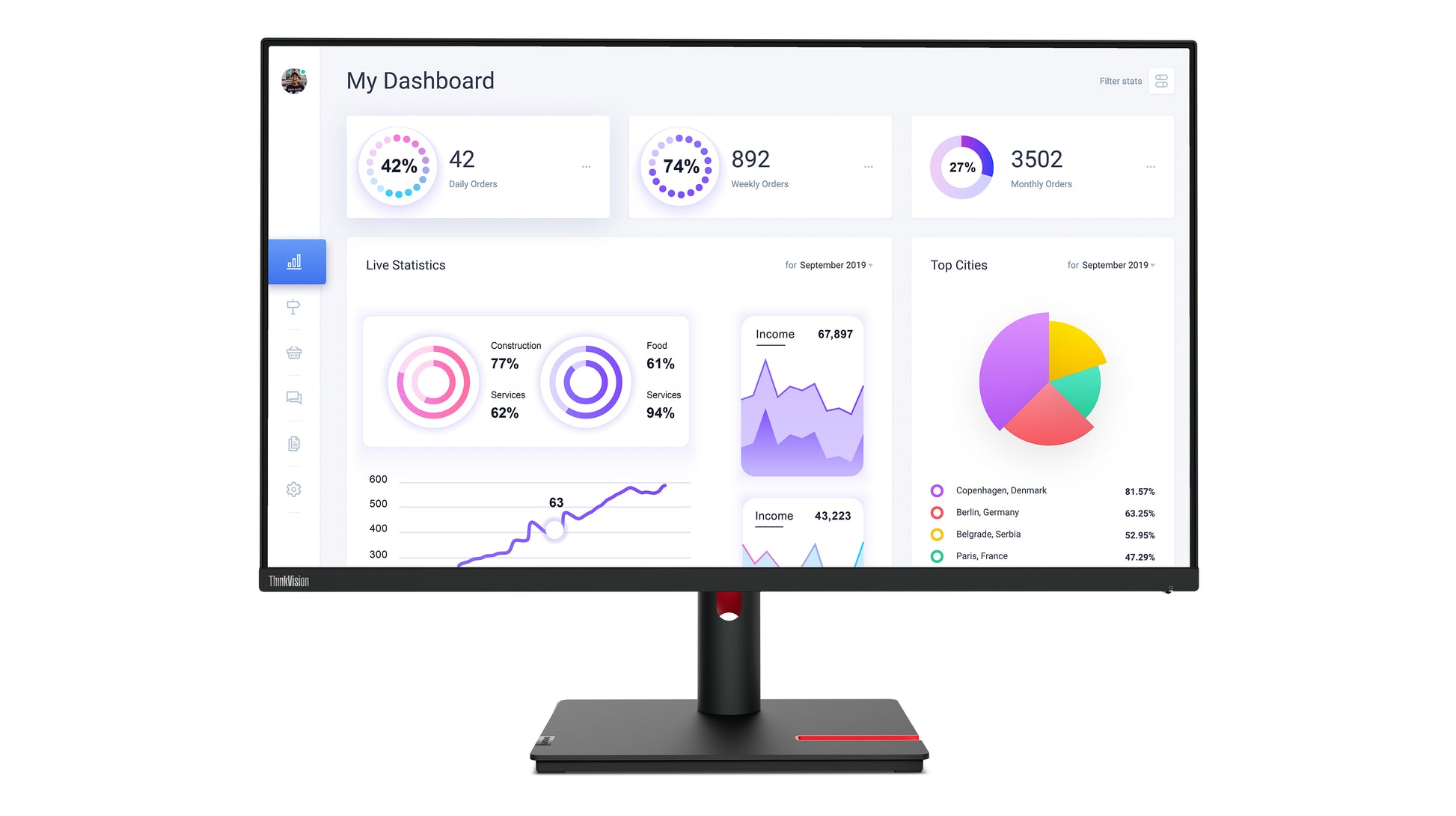 Lenovo ThinkVision T32p-30 – Monitor, 31,5", IPS, 60 Hz, 350 cd/m², VESA 100 × 100, Schwarz