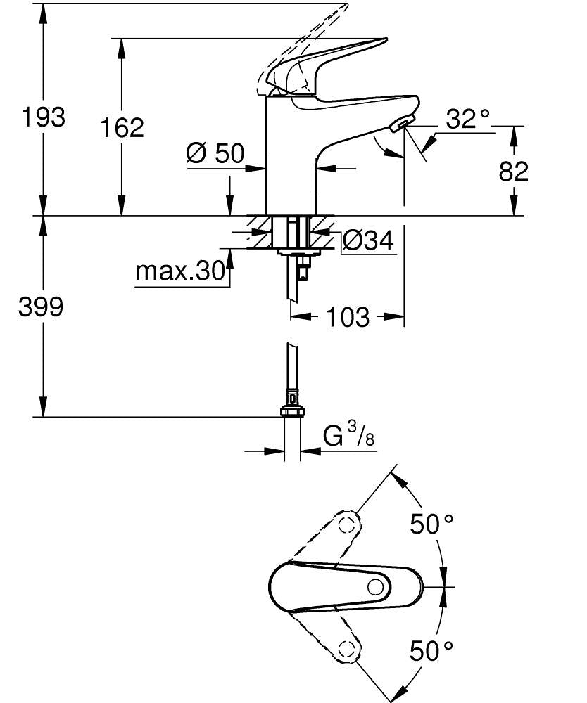 GROHE Badebatterie Swift – Einhebelmischer, Messing, Chrom