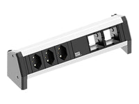 Bachmann DESK 1 Tischsteckdosenleiste, 3×T13, 0,2 m, 2× Leerplatz für Custommodul, ohne Schalter – Schwarz