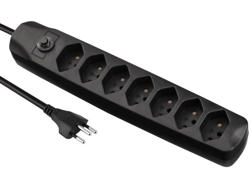 Furber. Steckdosenleiste – 7× T13, 1,5 m, ohne Schalter, schwarz
