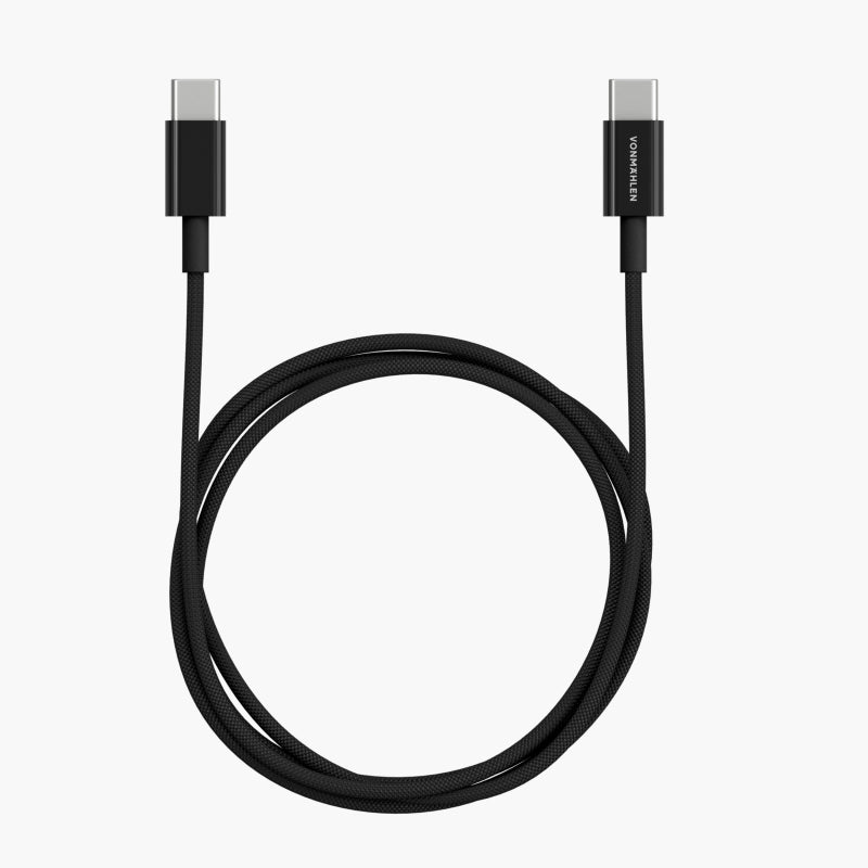 Vonmählen USB-C auf USB-C Kabel – USB 2.0 (480 Mbit/s) – 1 m – PD 60 W – Nylon – Schwarz