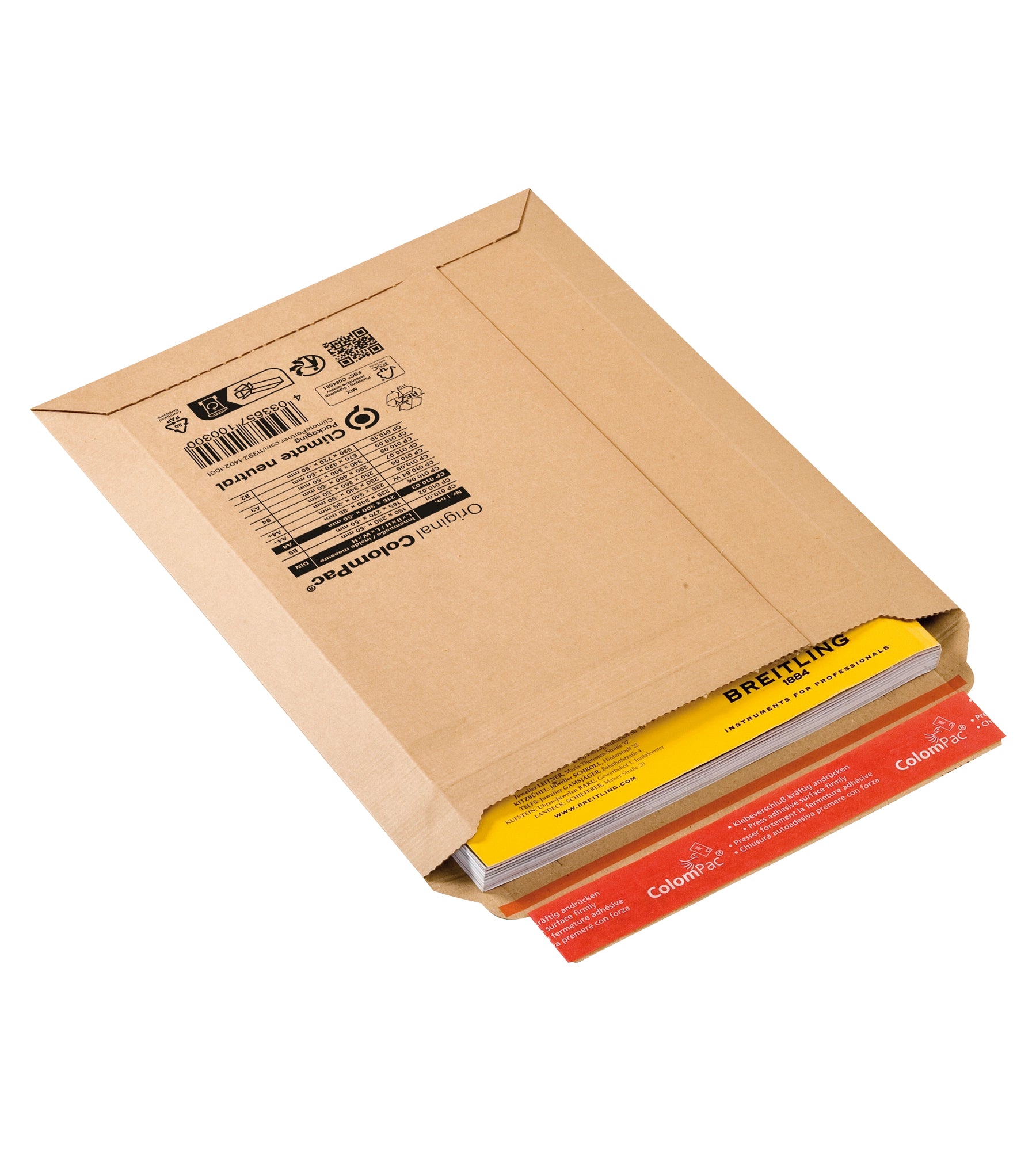 Colompac Karton-Versandtasche – A4, 50 mm, selbstklebend, Karton, braun – 100 Stk.