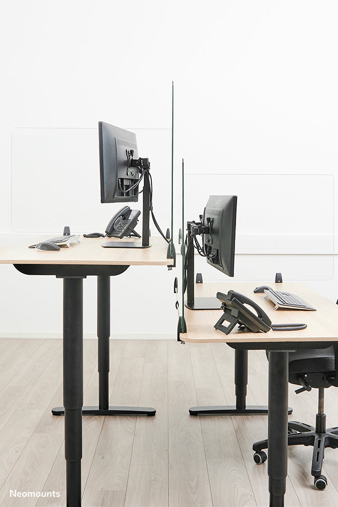 Neomounts Hygieneschutzschild – 1'580 × 650 mm, Gehärtetes Glas, Transparent, für Tischplatten 0–25 mm