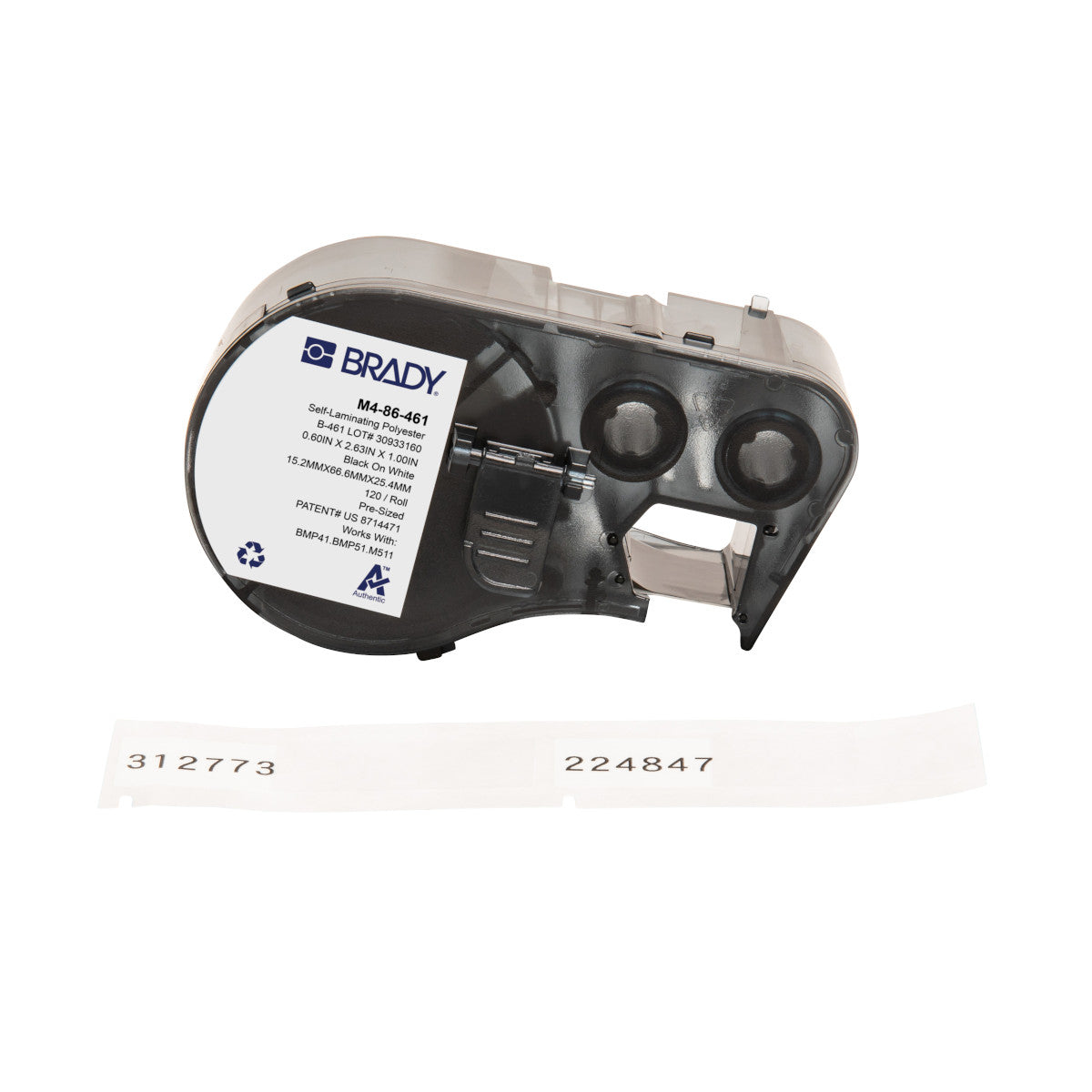 Brady Etiketten (Rolle) 67 × 15 mm – Polyester, weiss – permanent haftend – für Brady BMP-Serie