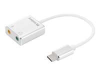 Sandberg USB Adapter zu 3,5 mm – 1× Kopfhörer, Mikrofon-Eingang – Silber/Weiss