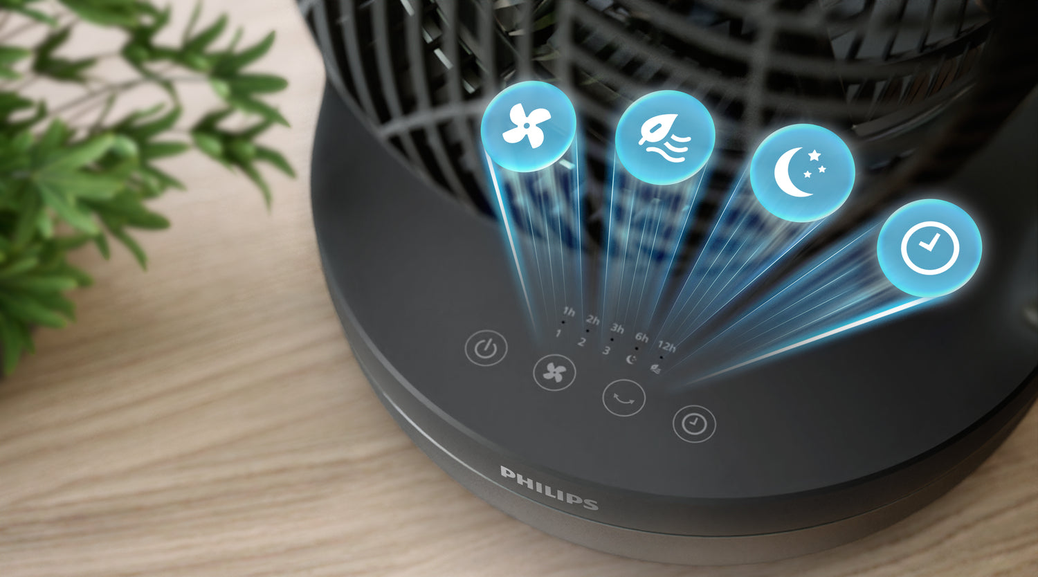 Philips Tischventilator 3000 Serie – 22 cm, 3 Stufen, oszillierend, Timer, 27 W, 40 dB(A), Graphit