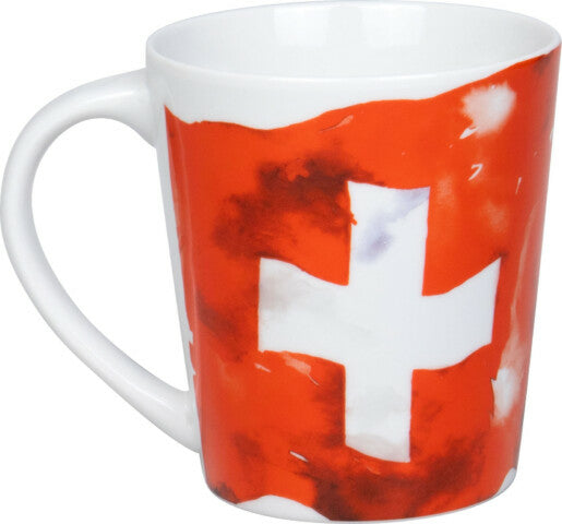 Könitz Porzellan Becher – 380 ml, Ø 9 cm, Rot/Weiss, spülmaschinenfest, mikrowellengeeignet
