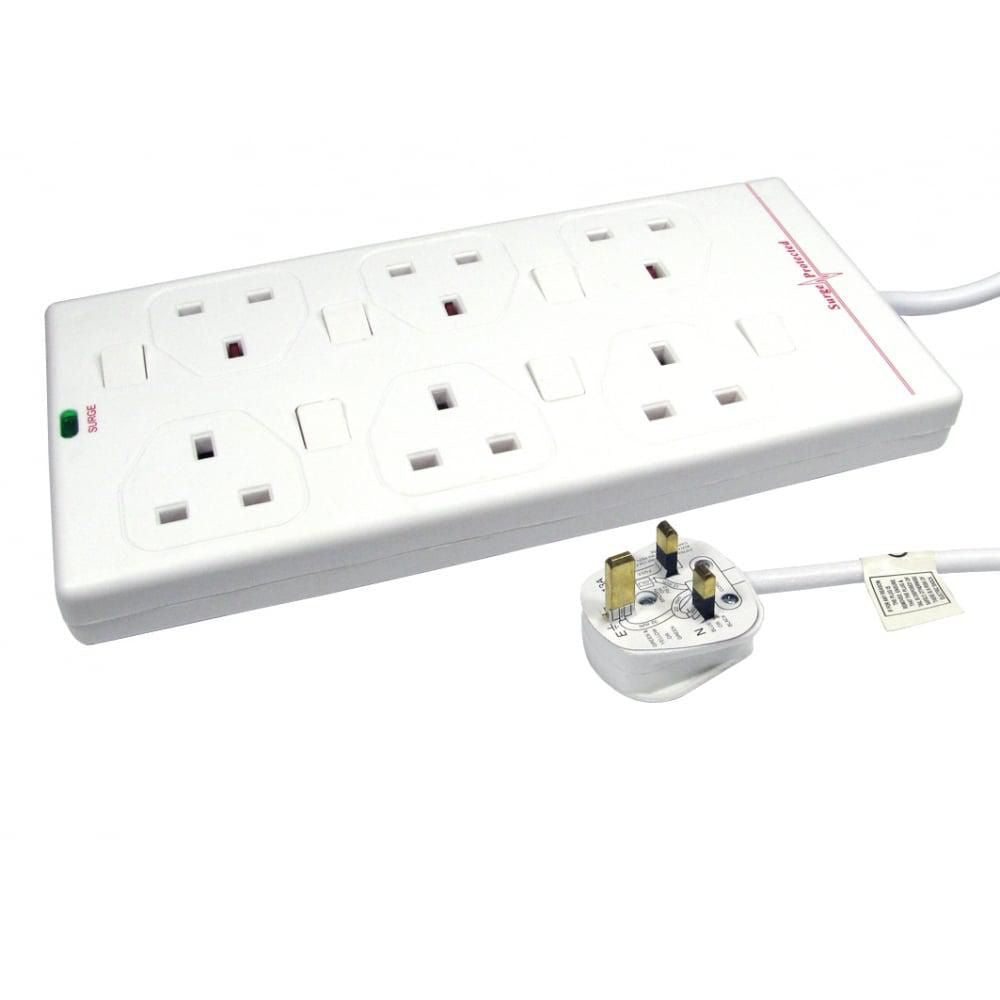 Microconnect Steckdosenleiste (UK) – 2,00 m, Weiss, 6-fach