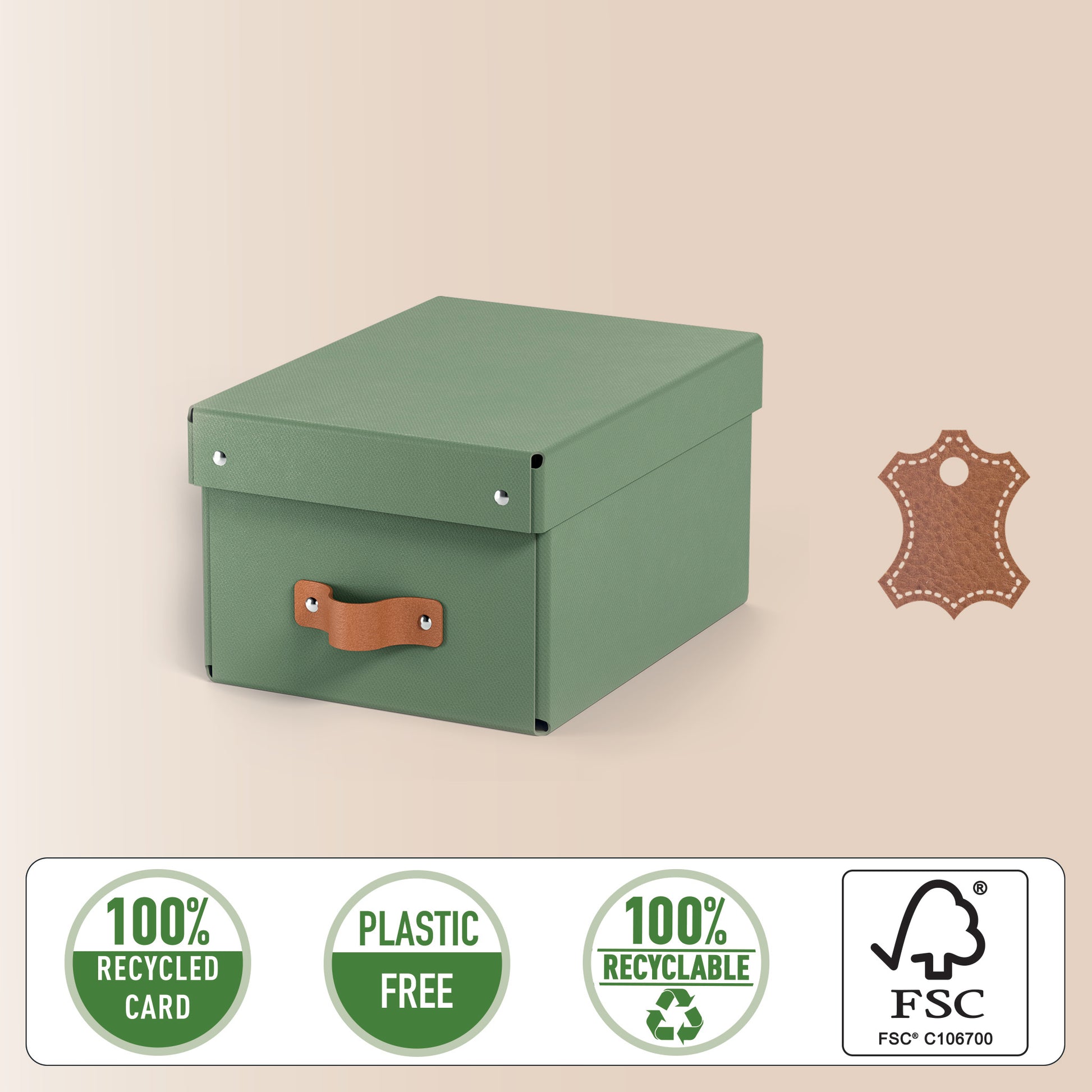Leitz Aufbewahrungsbox 7 l (mit Deckel) – Karton – Grün – mit Tragegriff, stapelbar – 200 × 150 × 280 mm