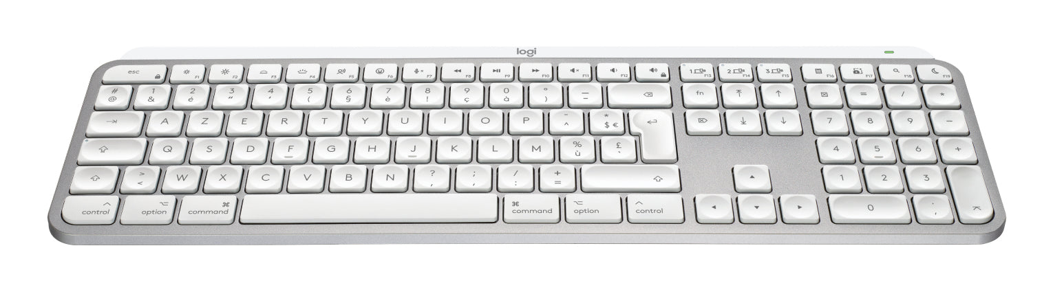 Logitech MX Keys S Für Mac – Tastatur, Kabellos (Bluetooth/2,4 GHz), FR-Layout (FR), Weiss – für macOS