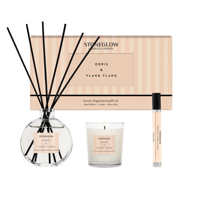 Stoneglow Geschenkset Orris & Ylang Ylang – 3-teilig – Raumduft 120 ml