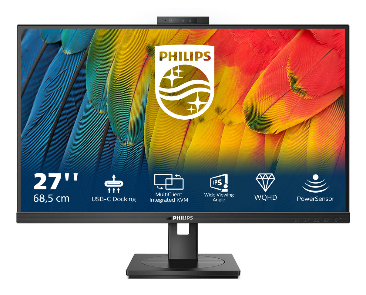 Philips 27B1U5601H – Monitor, 27", IPS, 75 Hz, 350 cd/m², USB-C, Webcam, KVM, VESA 100 × 100, Schwarz