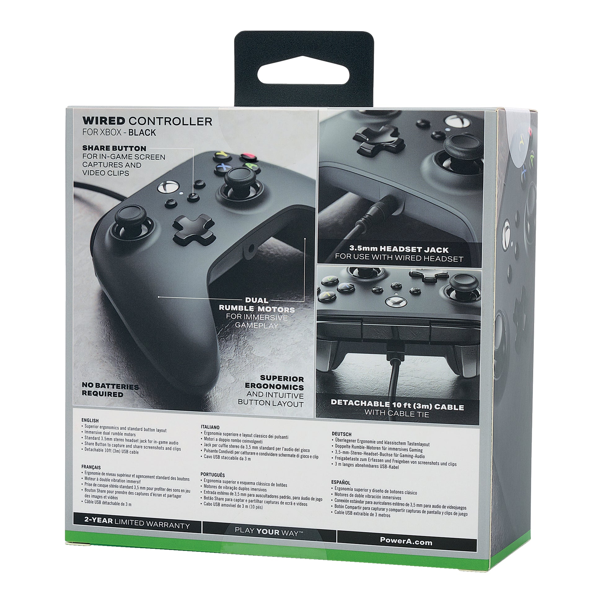 PowerA 1519265 – Gamepad – USB (kabelgebunden), 3 m Kabel, Doppelte Rumble-Motoren – für Xbox Series X/S & Xbox