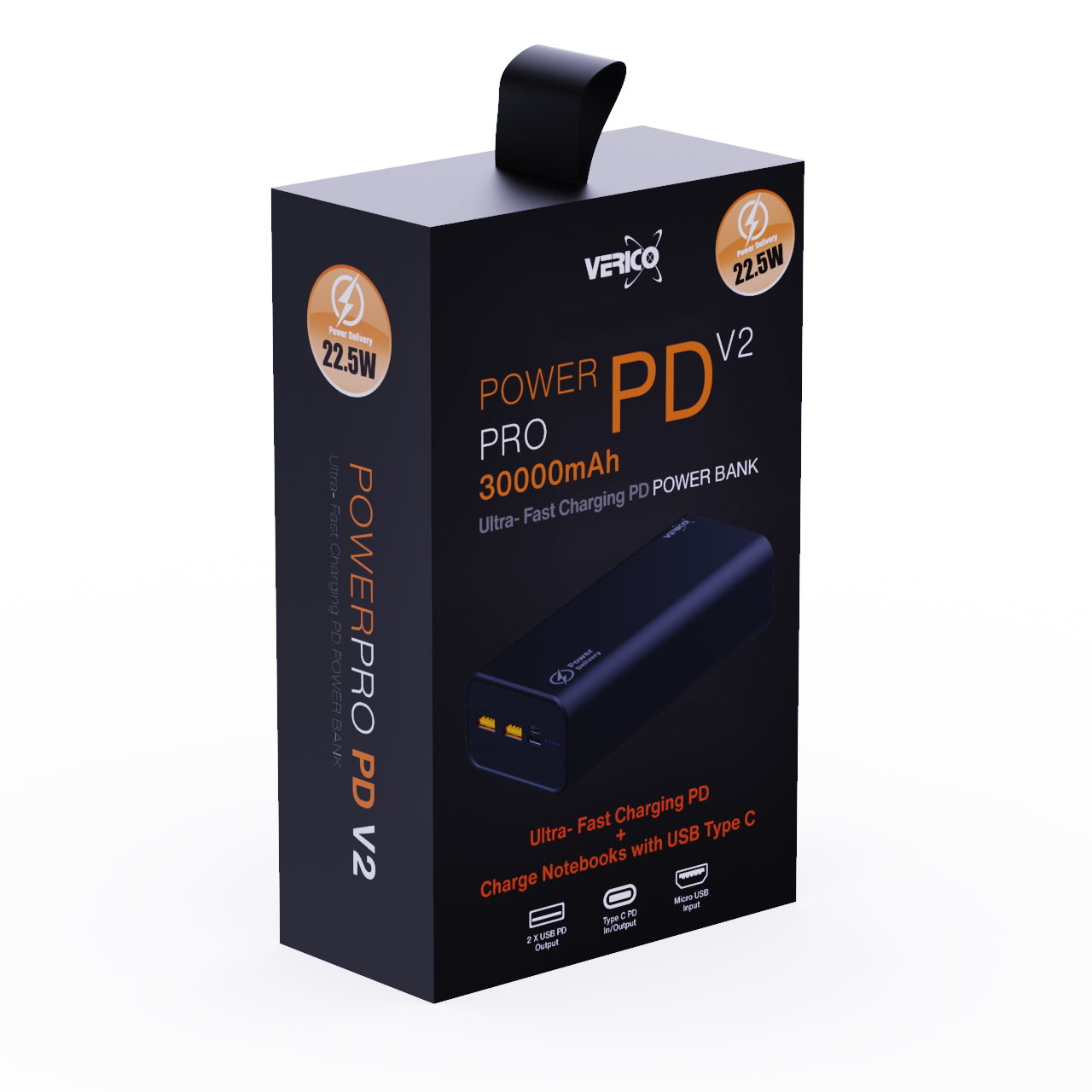 Verico Powerbank 30'000 mAh – 22,5 W PD, schwarz