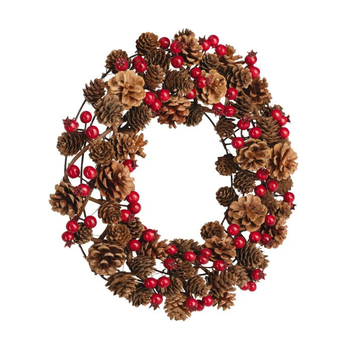 EGLO Weihnachtskranz – Ø 37 × 7,5 cm – Kiefernholz, mehrfarbig