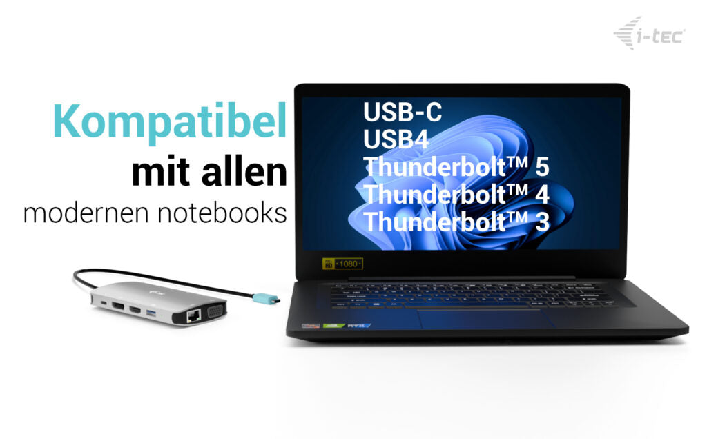 i-tec Metal Nano Dockingstation – USB-C, DP/HDMI/VGA, 100 W PD, GbE, für Windows/Mac/ChromeOS