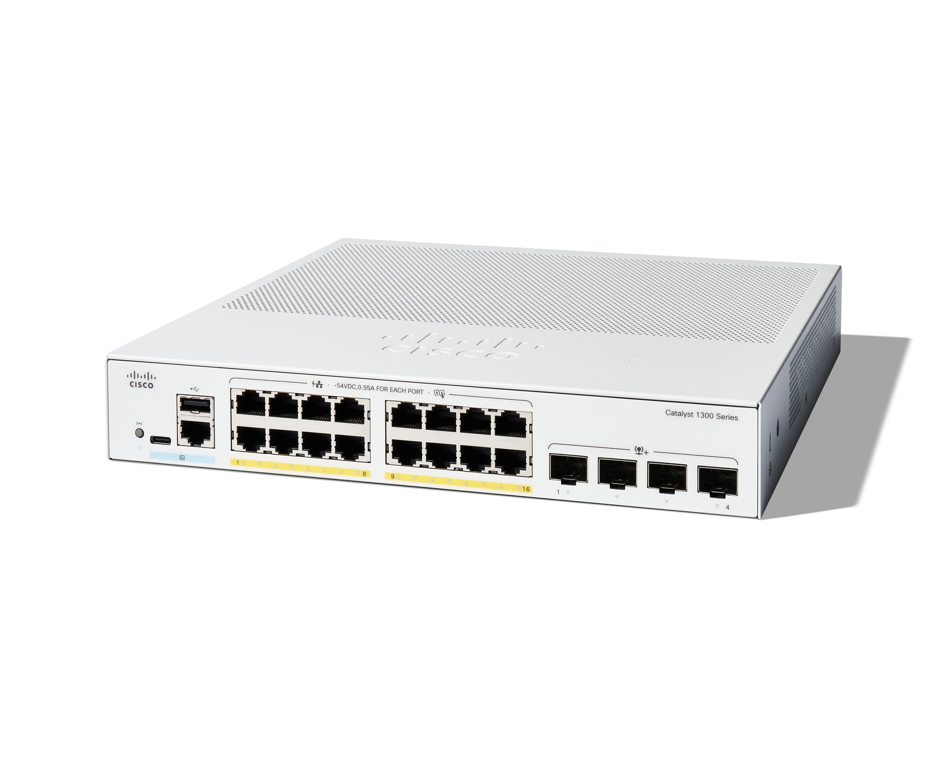 Cisco C1300-16P-4X – Managed Switch – 16×GbE, 4×10G SFP+, L2+/L3, PoE