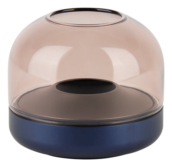 Kooduu Windlicht – Aluminium & Glas, kobaltblau – Ø 9,4 × 8,1 cm