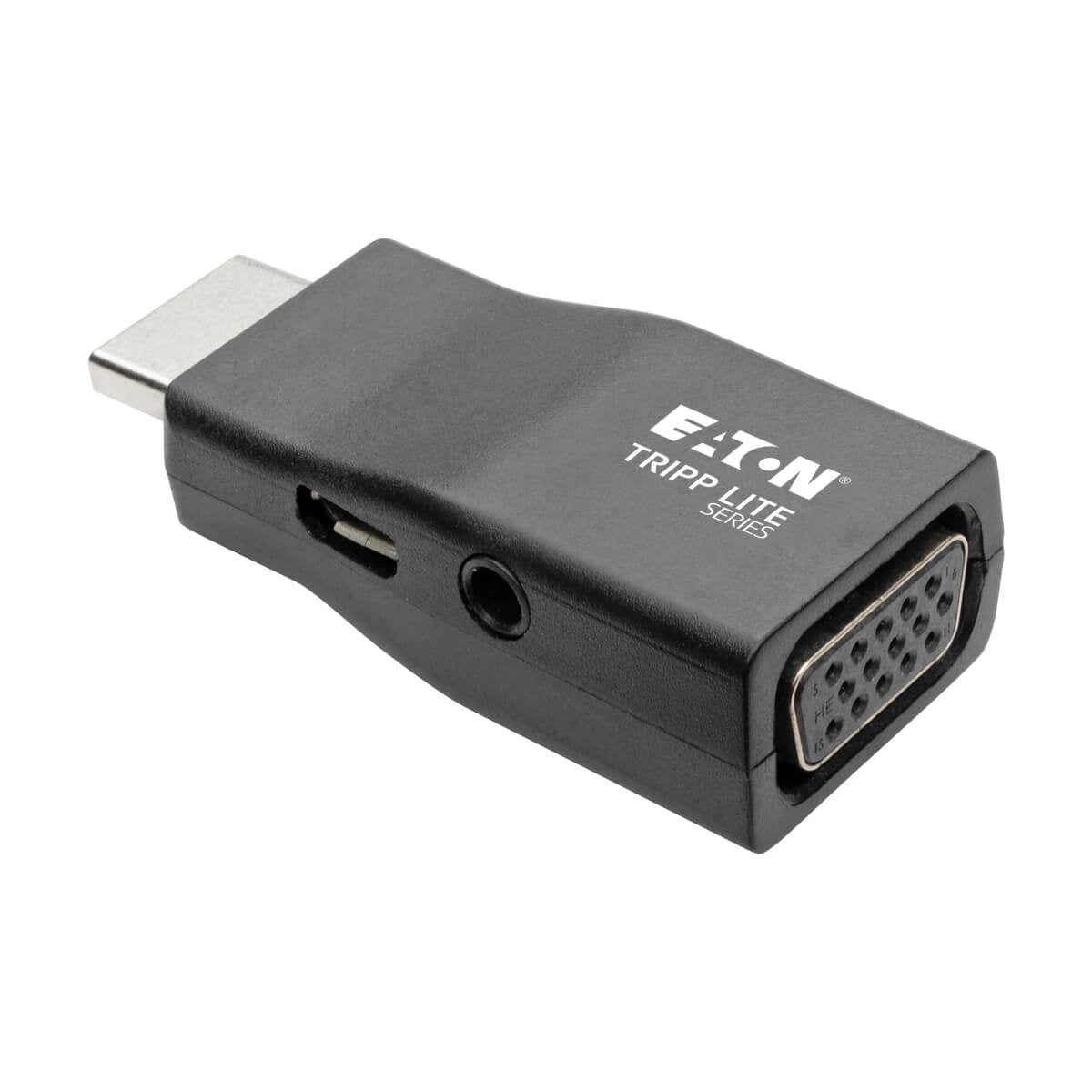 Tripp Lite P131-000-A HDMI zu VGA Adapter – 1920 × 1200 @ 60 Hz, Audio (3,5 mm), Micro-USB-B (Strom) – Schwarz