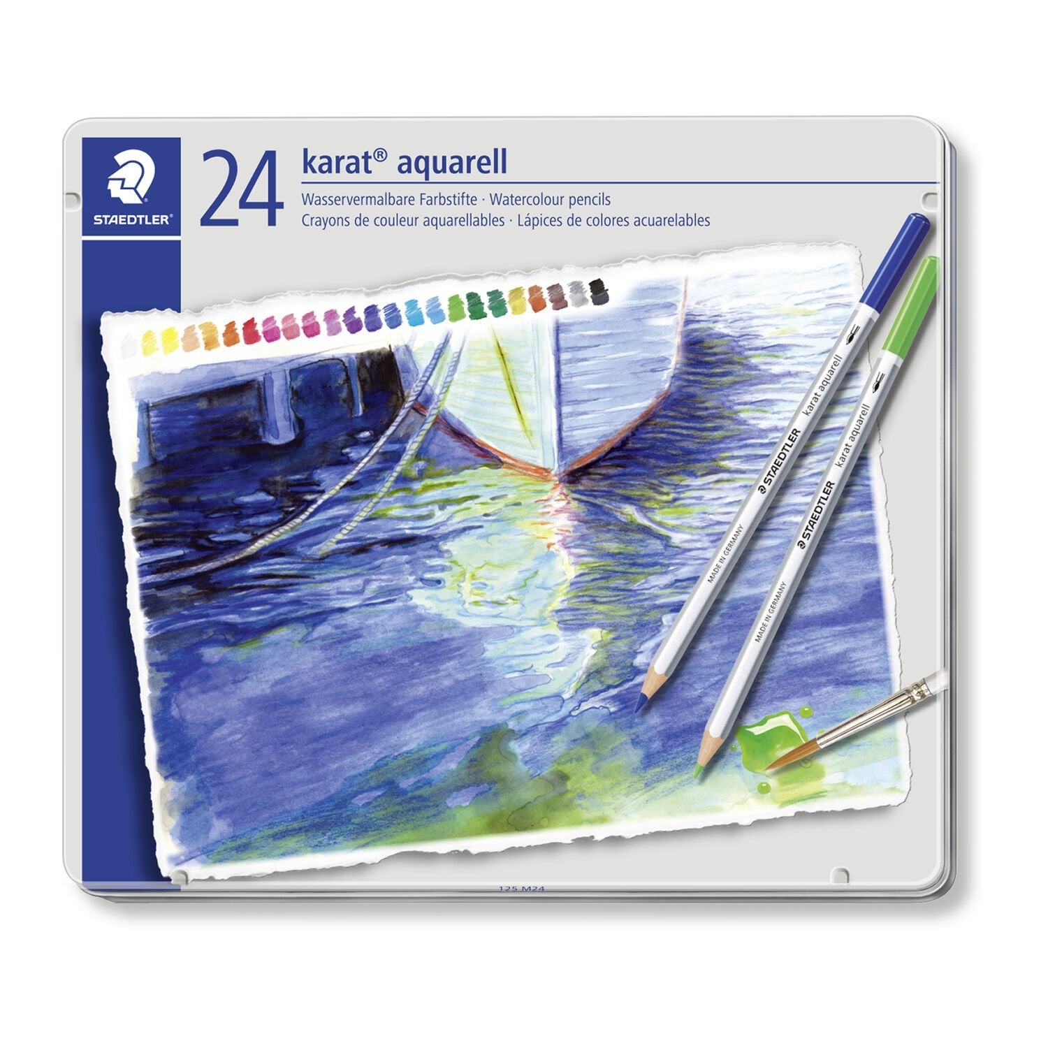 Staedtler Aquarellfarbstifte Karat – Sechskant, Minen-Ø 3,0 mm, 24 Farben, im Metalletui