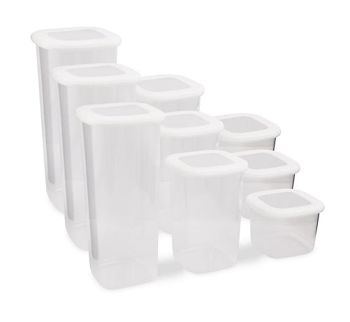Hermia Vorratsdosen-Set 3×500 ml, 3×1,2 l, 3×1,8 l, Kunststoff, Weiss