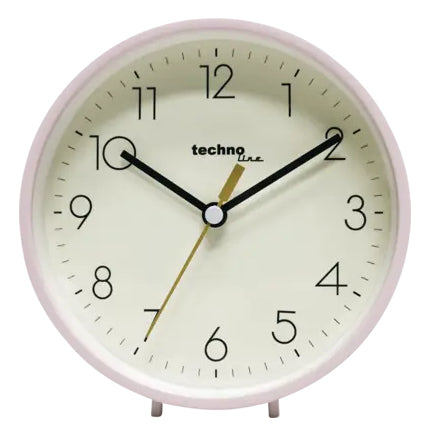 Technoline Modell H Wecker – Analog, Schlummerfunktion, lautlos, Ø 15,6 cm, Rosa