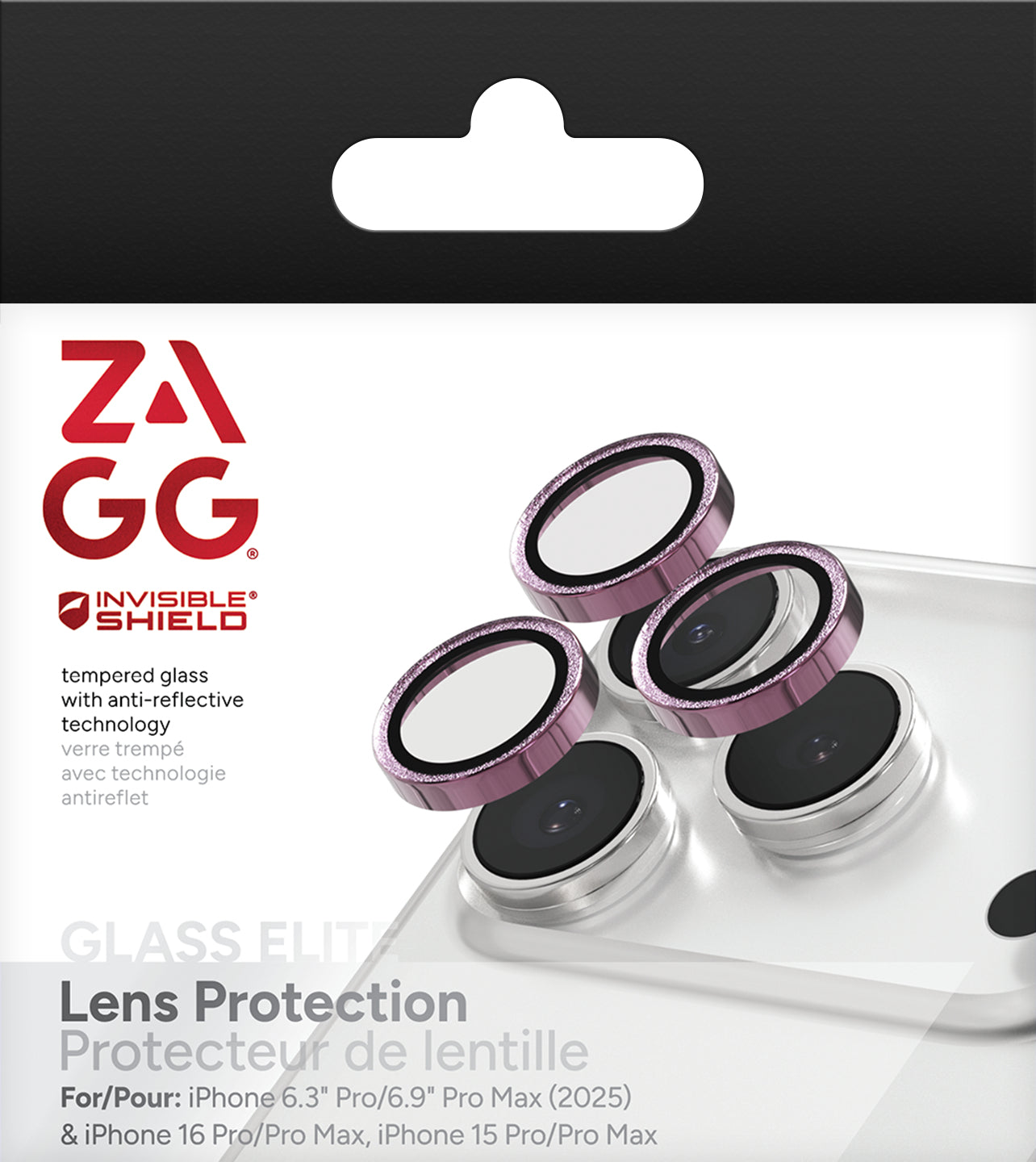 ZAGG InvisibleShield Glass Elite – Kameraobjektivschutz – schlagfest, kratzfest – für iPhone 15–17 Pro/Pro Max
