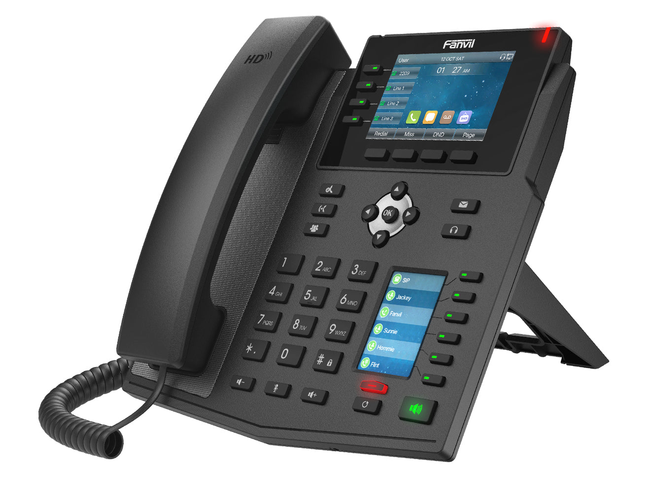 Fanvil X5U V2 – IP-Telefon, 16 SIP-Konten, 3,5", BT, Gigabit, PoE, für Yeastar, Schwarz