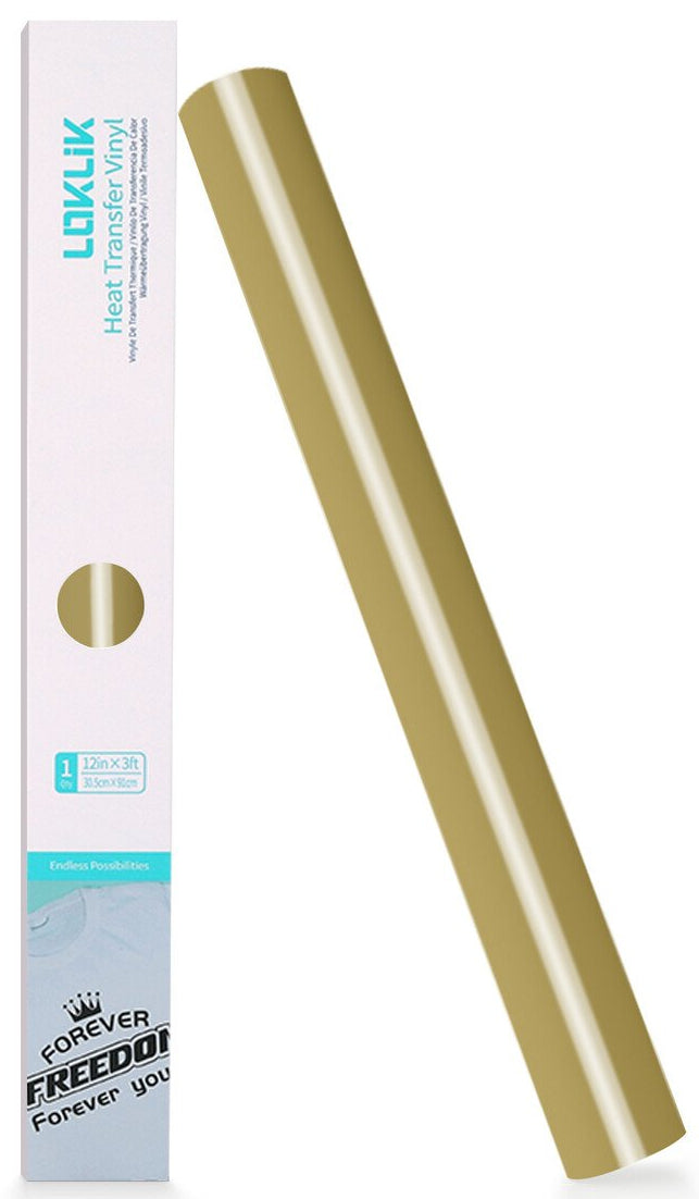 LOKLiK Aufbügelfolie (HTV), Gold, Glänzend, 30,5 cm × 1,8 m, 1 Rolle