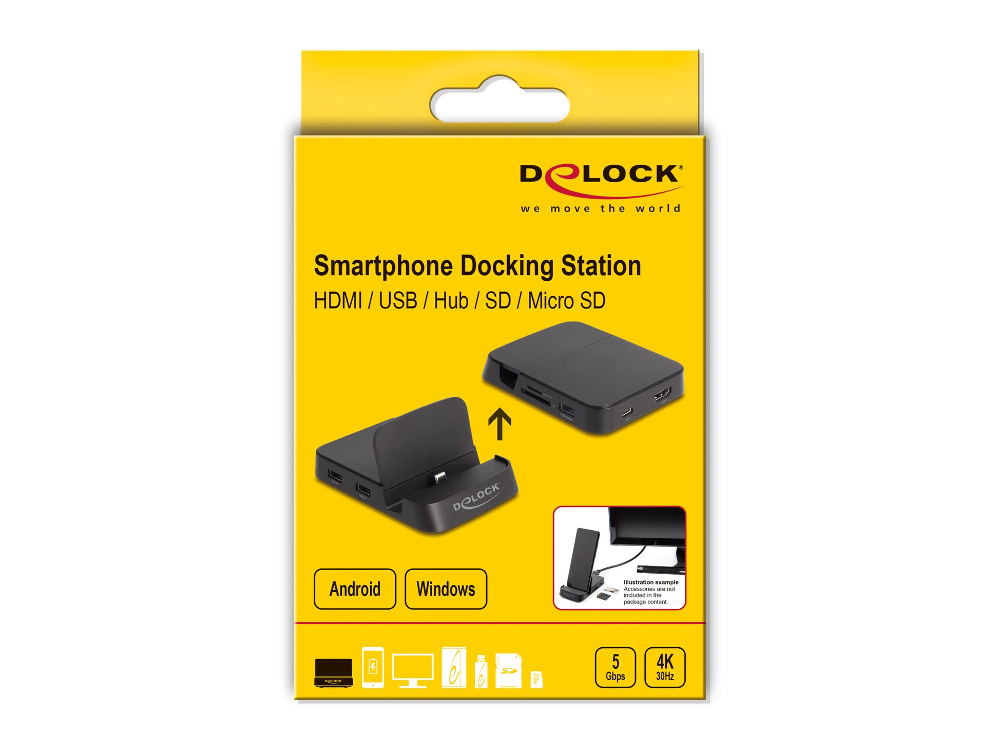 DeLOCK USB-C Dockingstation, 1× HDMI, 2× USB-A, mit Halterung – für Apple (USB-C)