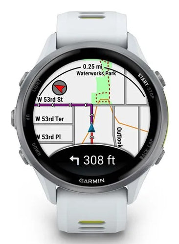 Garmin Forerunner 970 – GPS-Smartwatch – 47 mm, 1,4" AMOLED, Saphirglas, 5 ATM, Gelb, Weiss Sportarmband