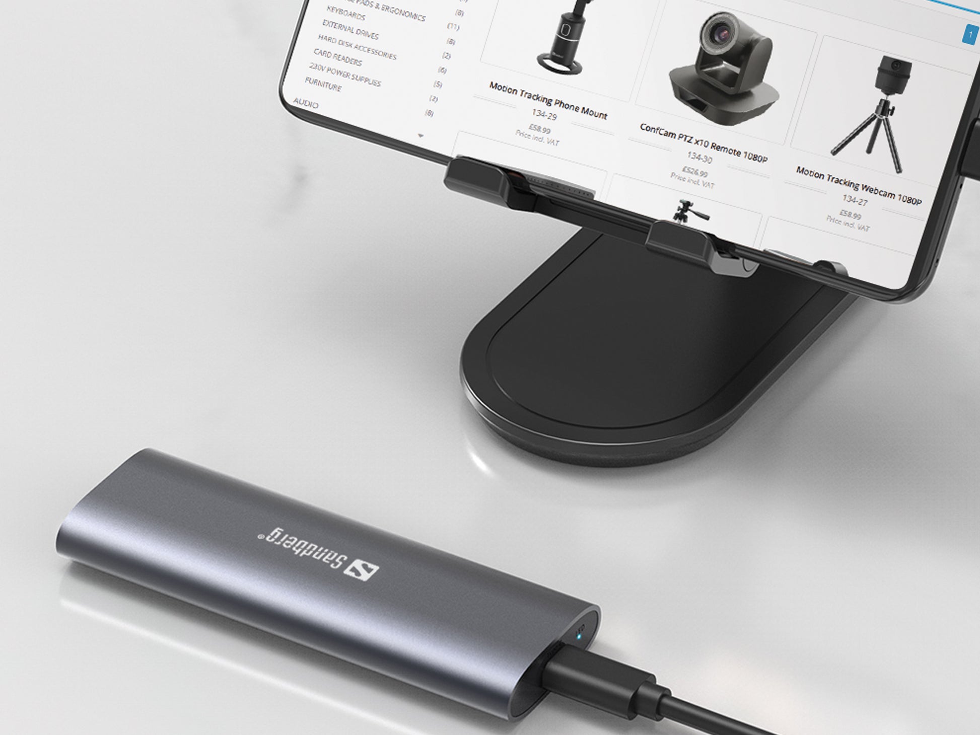 Sandberg USB 3.2 SSD-Gehäuse für M.2 NVMe – 1-Bay, USB-C, 10 Gbit/s, Schwarz