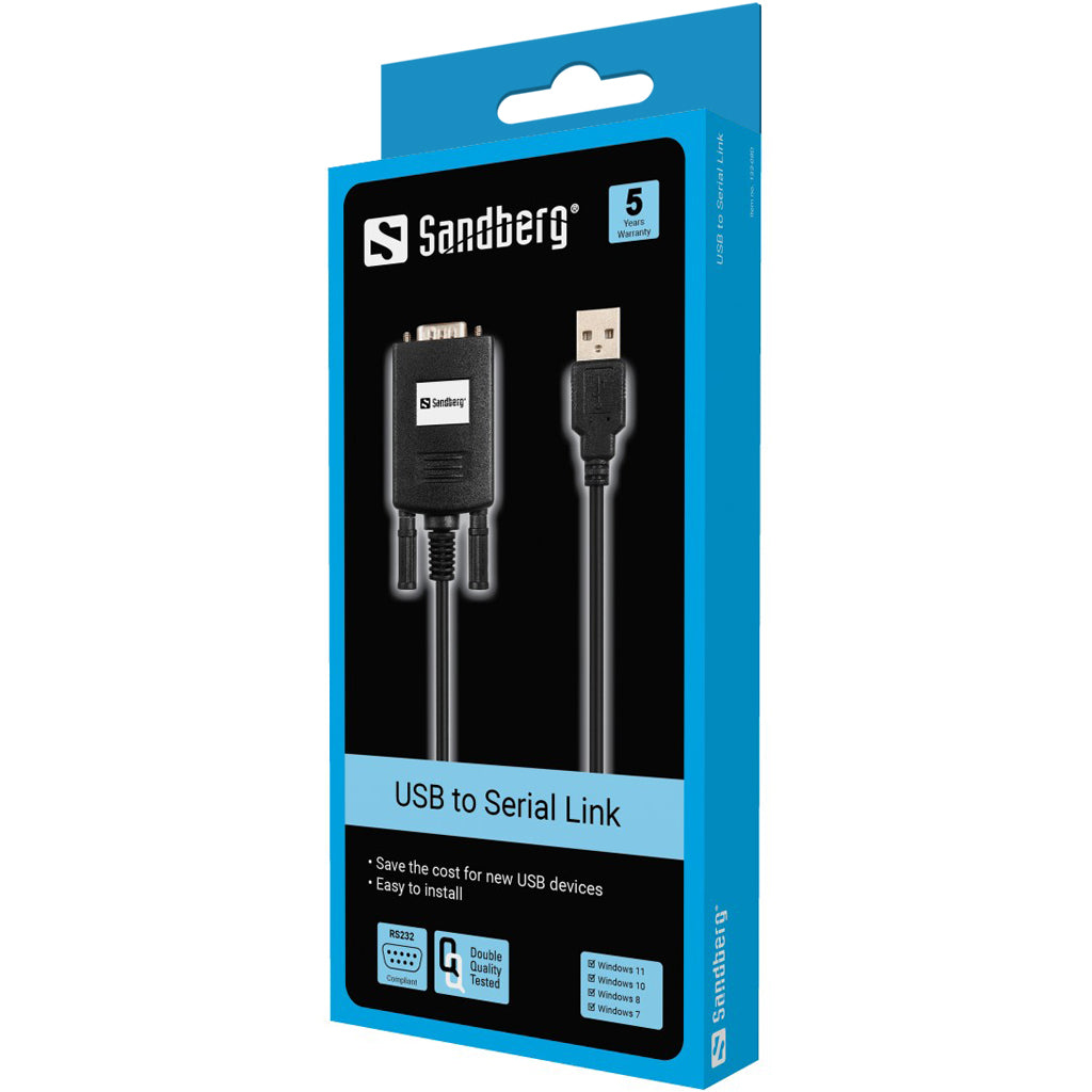Sandberg PL-2303GT Seriell-Adapter USB zu RS-232 (9‑polig) – Schwarz