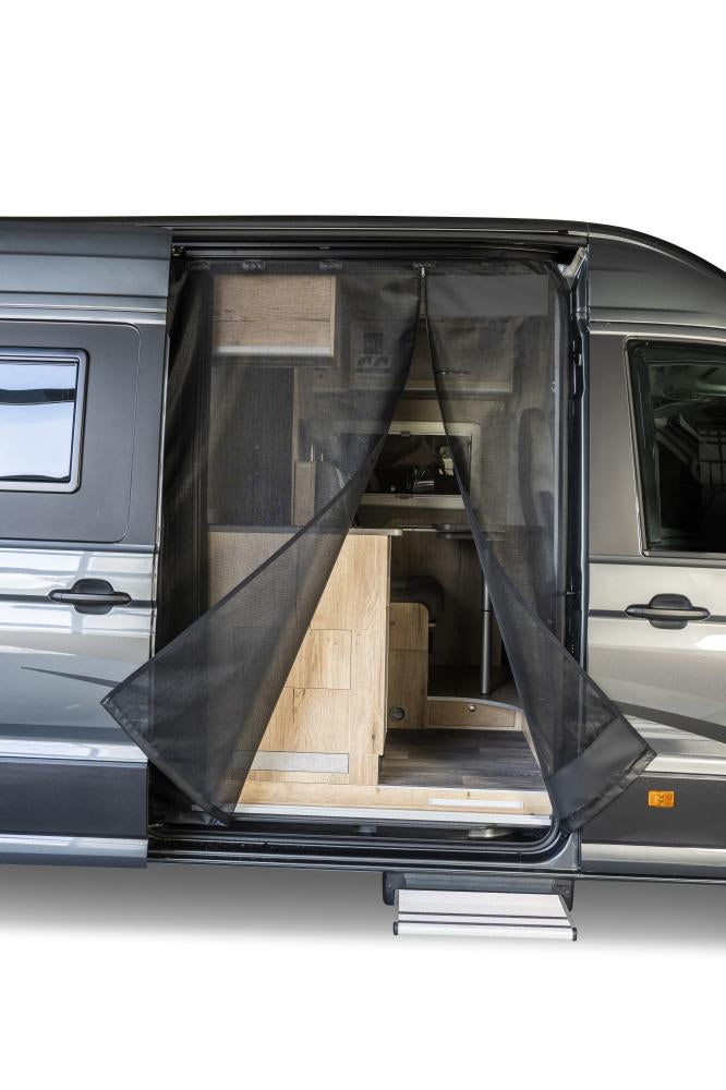 VanQuito Auto-Moskitonetz, Magnetreissverschluss – für VW (Beifahrerseite rechts) – Schwarz – Glasfaser/PVC