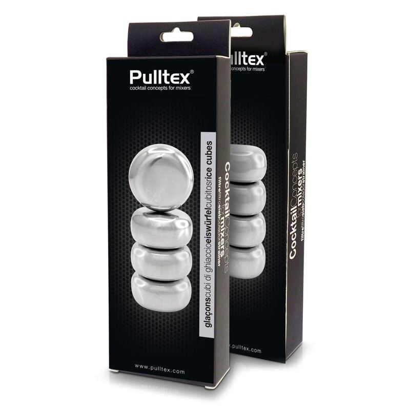 Pulltex Eiswürfel Inox – Ø 3,9 × 2 cm, Edelstahl, 4 Stk., spülmaschinenfest