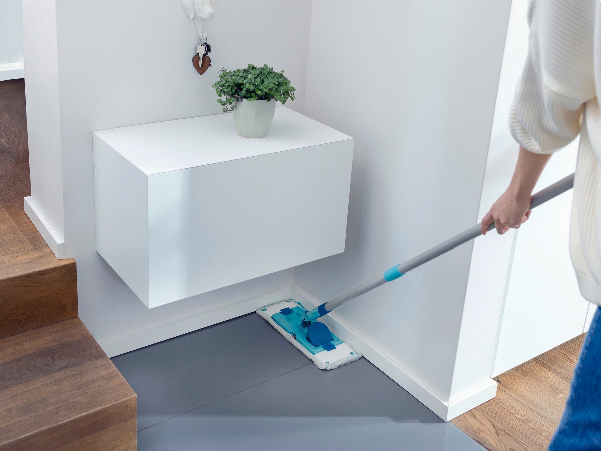 Leifheit Flachwischer Power Clean M – türkis – Mikrofaser