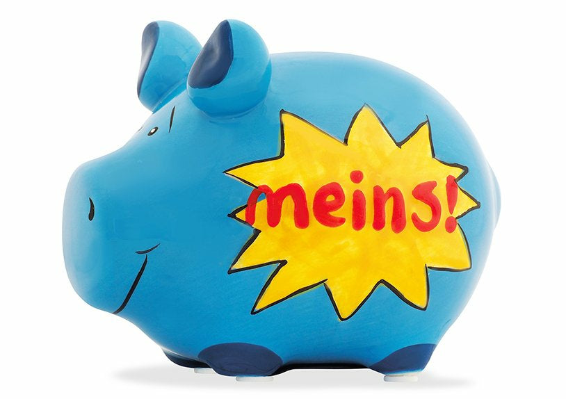 G. Wurm Spardose – Spruch – Keramik, Hellblau – 12,5 × 9 × 9 cm