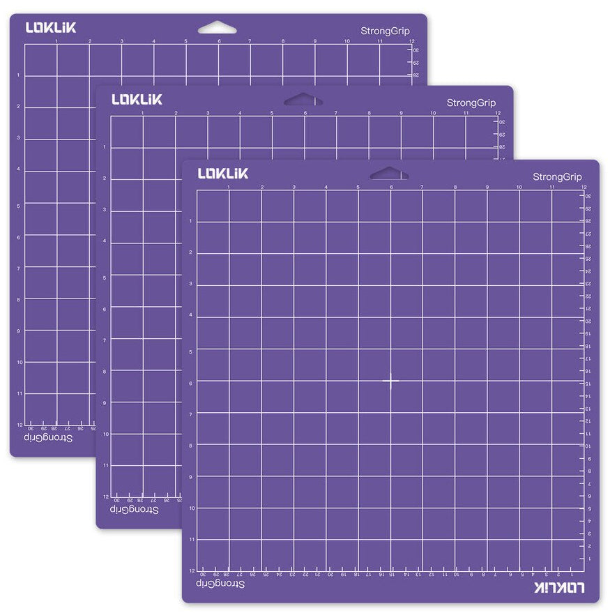 LOKLiK Plotter-Matte StrongGrip – 35,5 × 33,0 cm – violett – für Cricut Maker – 3er-Set