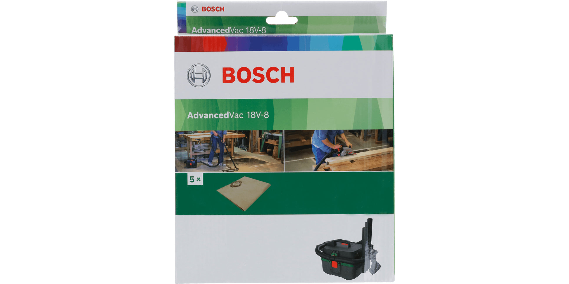 Bosch Staubbeutel AdvancedVac 18V-8 – 5 Stück, für AdvancedVac 18V-8