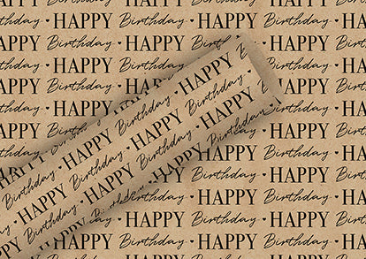Braun + Company Everyday By Nature Geschenkpapierrolle – Graphic Birthday – Kraftpapier, 70 g/m2 – 700 × 2000 mm