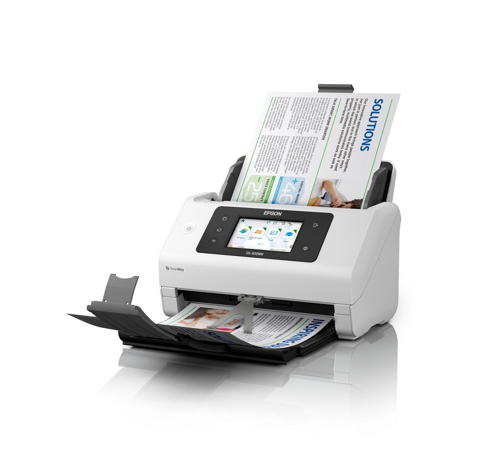 Epson Dokumentenscanner, A4, 70 ppm, ADF 100 Blatt, WLAN, LAN