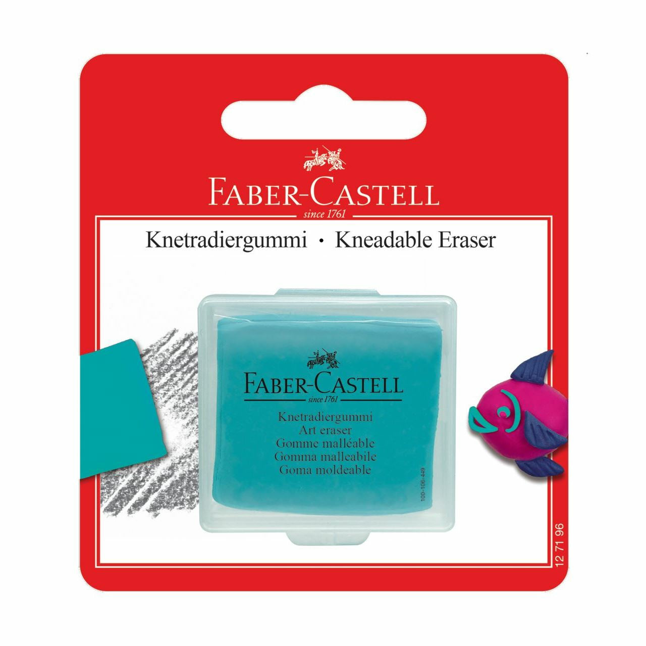 Faber-Castell Knetradierer Art Eraser – für Kohle & Bleistift, knetbar, aufnahmefähig, farbig sortiert, 1 Stk.