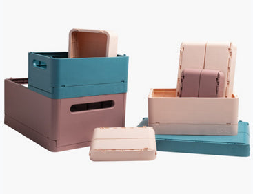 Exacompta Aufbewahrungsbox B 375 × H 163 × T 275 mm – für A4+, zusammenklappbar, mit Tragegriff, blau