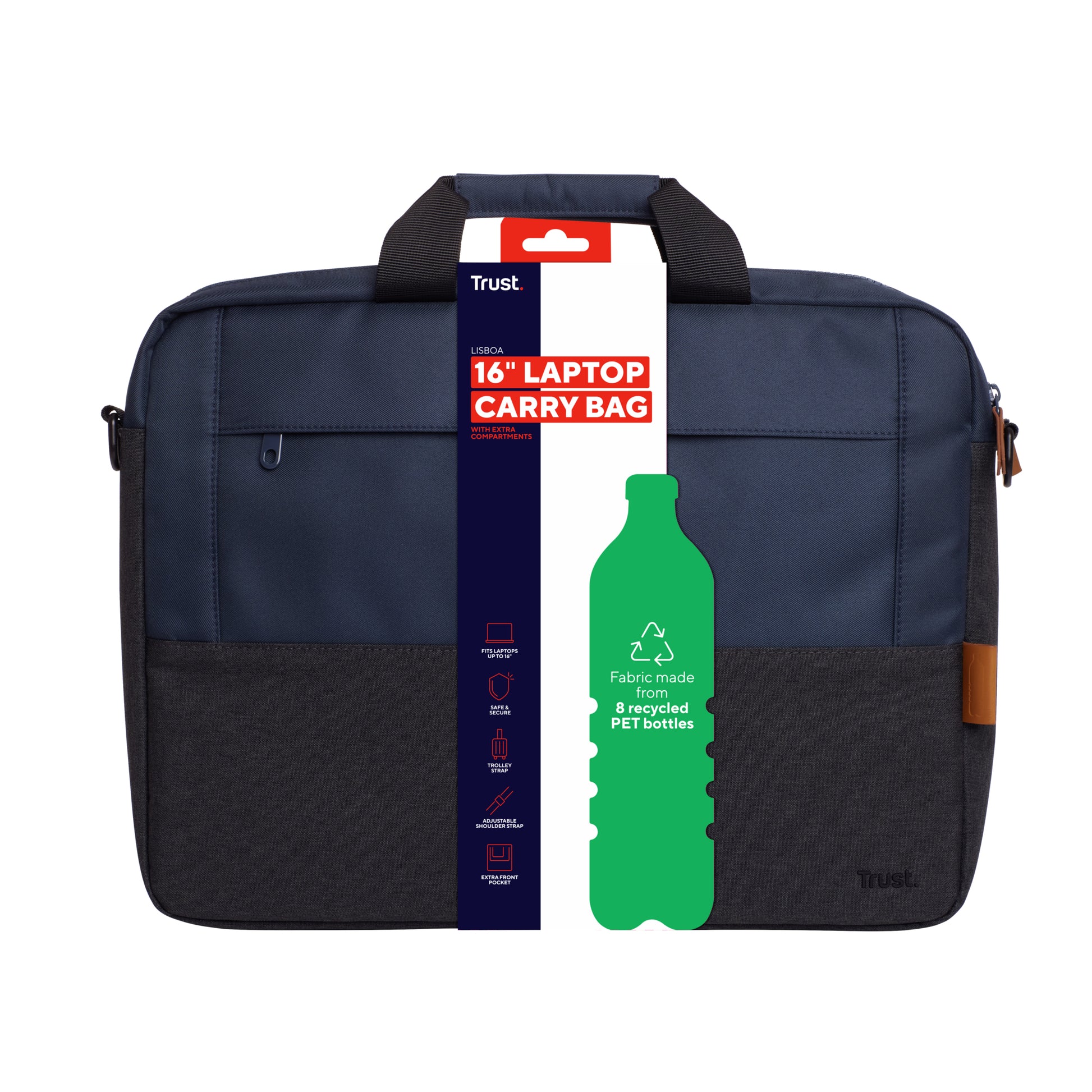 Trust Notebook-Tasche für Notebooks bis 16" – schockresistent, wasserdicht – Blau