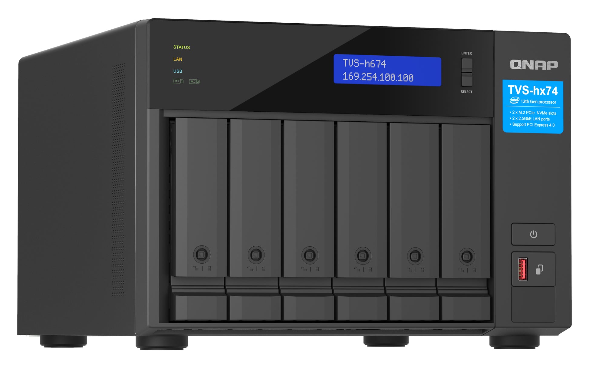 QNAP TVS-H674-I3-16G Allgemeines Speichergerät – 2×2,5 GbE, 6-Bay, 16 GB DDR4