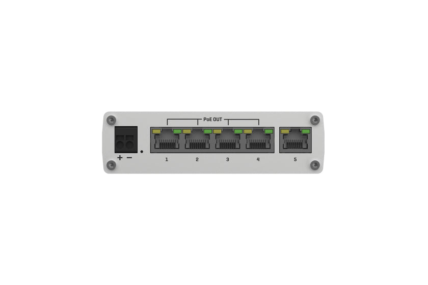 Teltonika TSW101 – Unmanaged Switch – 5× 1G (4× PoE+), PoE-Budget 120 W