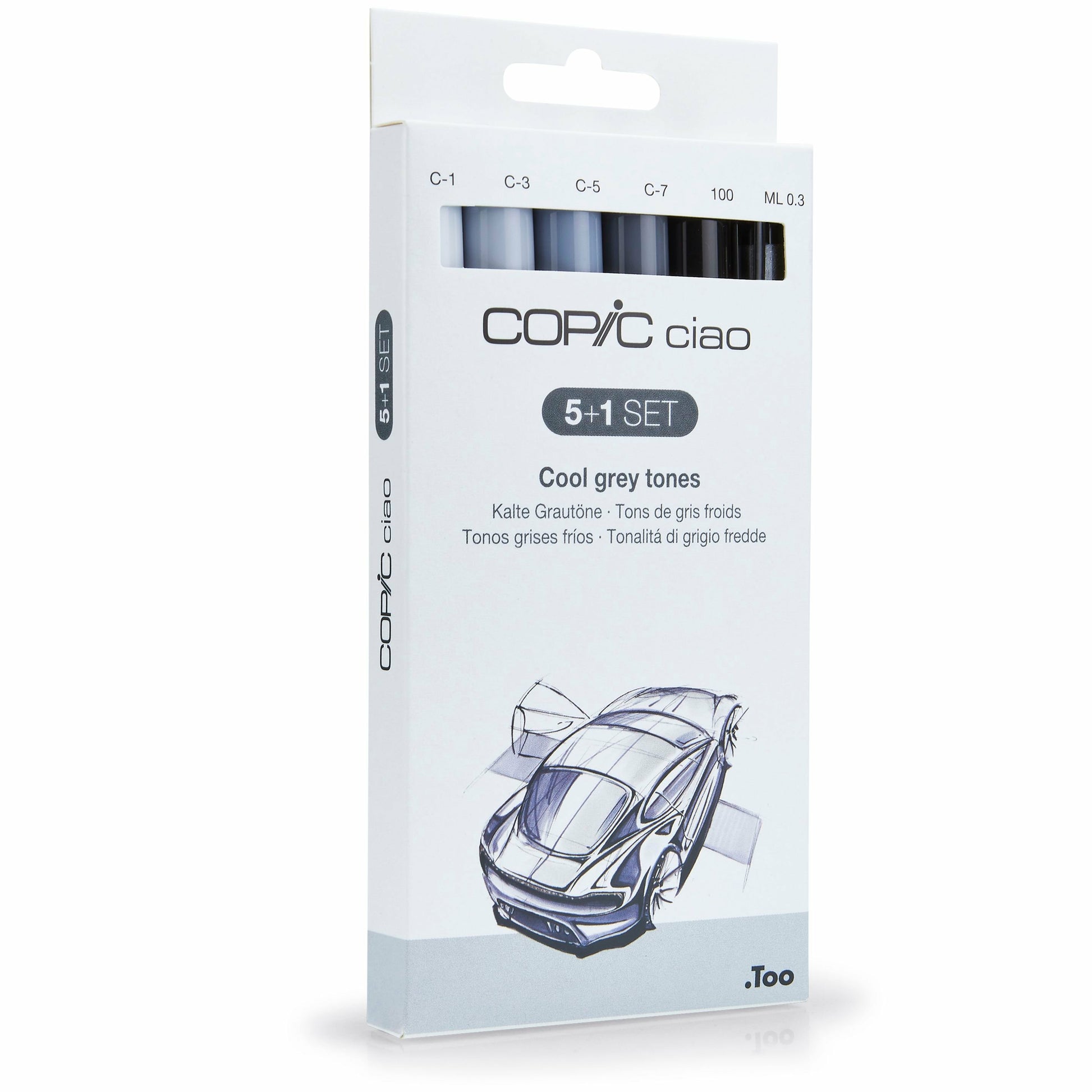 Copic Ciao Permanentmarker – Keil-/Pinselspitze – Coole Grautöne (grau, hellgrau), 6er-Set