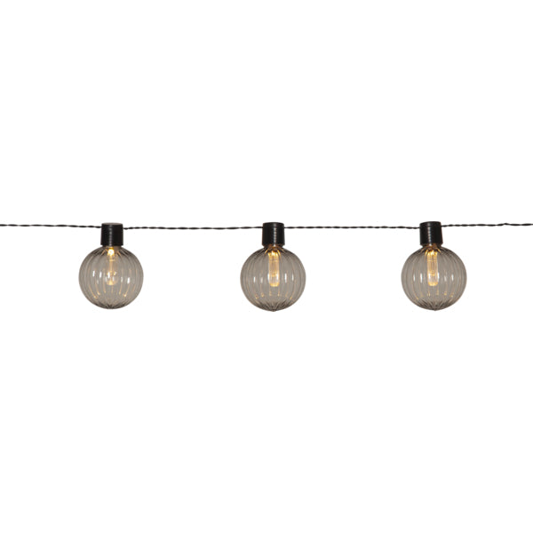 Star Trading Lichterkette – 30 lm, 0,5 W – Warmweiss, 2500 K – IP44 – Netzbetrieb – Schwarz, Kunststoff